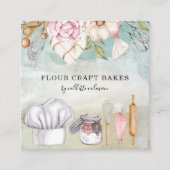Baker Pastry Chef Waterverf Baking Tools Vierkante Visitekaartje (Voorkant)