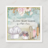 Baker Pastry Chef Waterverf Baking Tools Vierkante Visitekaartje (Voorkant)
