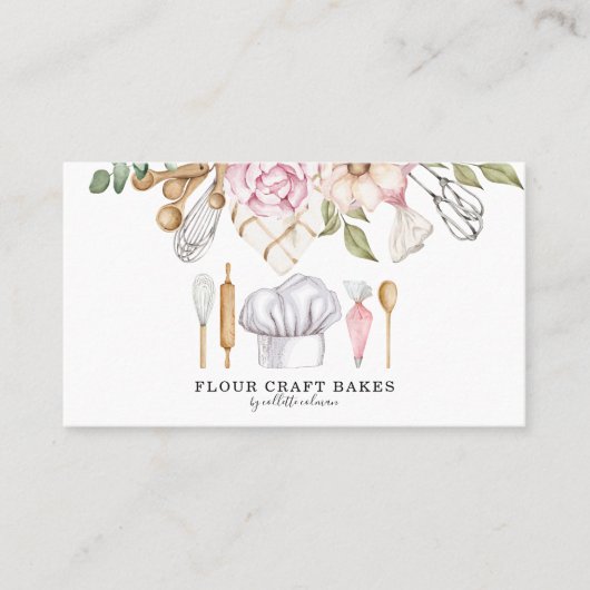 Baker Pastry Chef Waterverf Baking Tools Visitekaartje (Voorkant)
