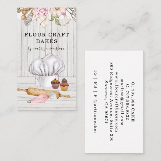 Baker Pastry Chef Waterverf Baking Tools Visitekaartje (Voorkant / Achterkant)