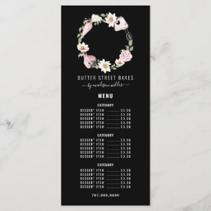 Baker Pastry Chef Waterverf Baking Utensil Floral Menu