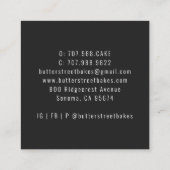 Baker Pastry Chef Waterverf Baking Utensil Floral Vierkante Visitekaartje (Achterkant)