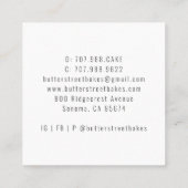 Baker Pastry Chef Waterverf Baking Utensil Floral Vierkante Visitekaartje (Achterkant)