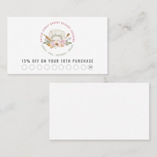 Baker Pastry Chef Waterverf Baking Utensils Kortingskaartje (Voorkant / Achterkant)