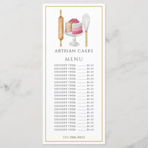 Baker Pastry Chef Waterverf Baking Utensils Menu