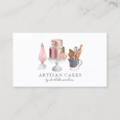 Baker Pastry Chef Waterverf Baking Utensils Squa Visitekaartje (Voorkant)