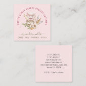 Baker Pastry Chef Waterverf Baking Utensils Squar Vierkante Visitekaartje (Voorkant / Achterkant)