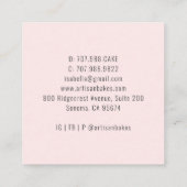 Baker Pastry Chef Waterverf Baking Utensils Squar Vierkante Visitekaartje (Achterkant)