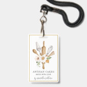 Baker Pastry Chef Waterverf Business Badge (Voorzijde met lanyard)