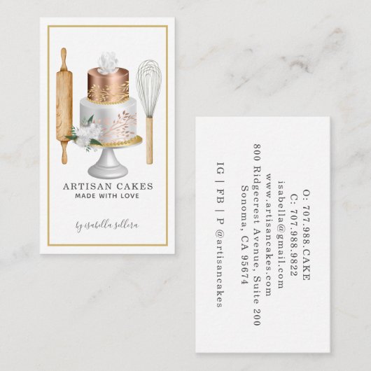 Baker Pastry Chef Waterverf Cake Baking Utensils Visitekaartje (Voorkant / Achterkant)