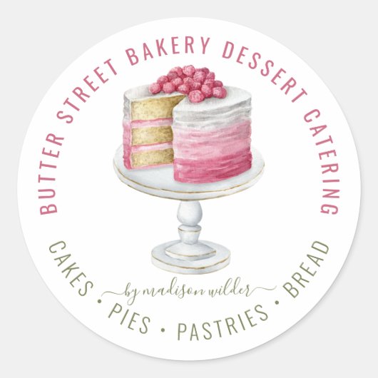 Baker Pastry Chef Waterverf Cake Square Business Ronde Sticker (Voorkant)