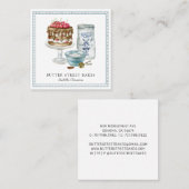 Baker Pastry Chef Waterverf Cake Vierkante Visitekaartje (Voorkant / Achterkant)