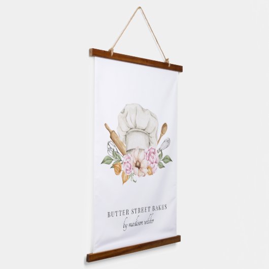 Baker Pastry Chef Waterverf Chef Pet Hangend Wandkleed (Gebogen)