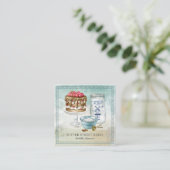Baker Pastry Chef Waterverf Square Visitekaartje (Staand voorkant)
