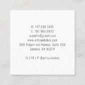 Baker Pastry Chef Waterverf Vierkante Visitekaartje (Achterkant)