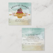 Baker Pastry Chef Waterverf Vierkante Visitekaartje (Voorkant / Achterkant)