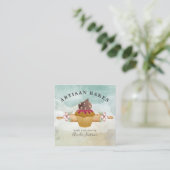 Baker Pastry Chef Waterverf Vierkante Visitekaartje (Staand voorkant)