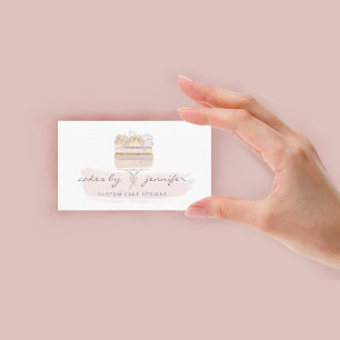 Baker Pastry Patisserie Glitter Pink Birthday Cake Visitekaartje