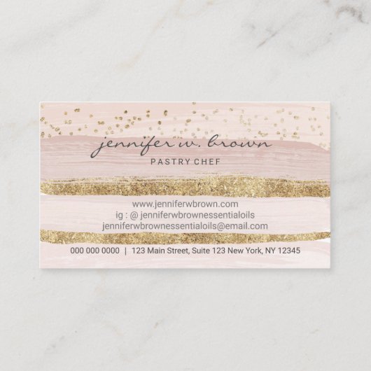 Baker Pastry Patisserie Glitter Pink Birthday Cake Visitekaartje (Achterkant)