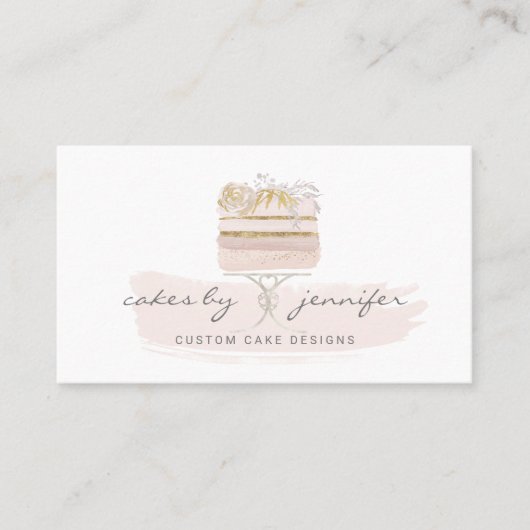 Baker Pastry Patisserie Glitter Pink Birthday Cake Visitekaartje (Voorkant)