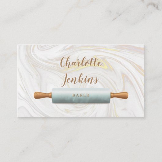 Baker Patisserie Marmeren Swirls Rolling Pin Visitekaartje (Voorkant)