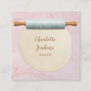 Baker Patisserie Roze Marmer Rolling Pin Vierkante Visitekaartje