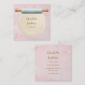 Baker Patisserie Roze Marmeren Deegroller Vierkante Visitekaartje (Voorkant / Achterkant)