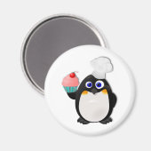 Baker Penguin met Cupcake II Magneet (Voorkant / Achterkant)