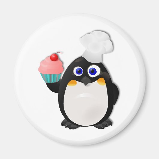 Baker Penguin met Cupcake II Magneet (Voorkant)