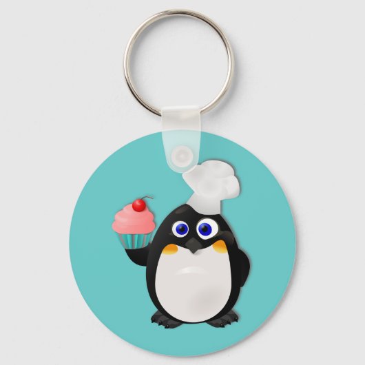 Baker Penguin met Cupcake II Sleutelhanger (Voorkant)