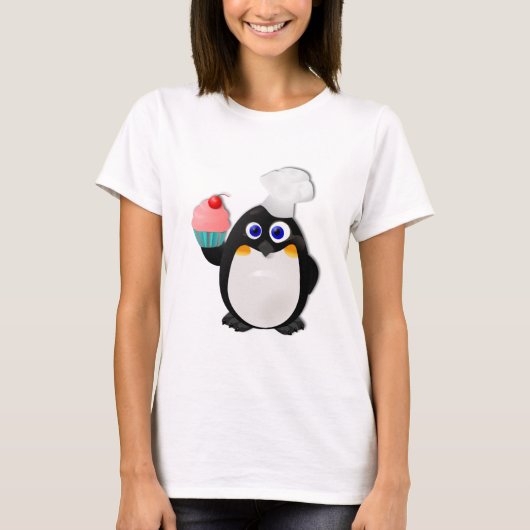 Baker Penguin met Cupcake II T-shirt (Voorkant)