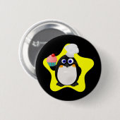 Baker Penguin met Cupcake Ronde Button 5,7 Cm (Voorkant /achterkant)
