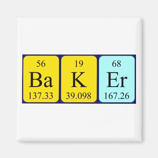 Baker periodieke tabelnaam magneet (Voorkant)
