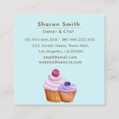 Baker Pink Paarse bakkerijbeker Blauw Vierkante Visitekaartje (Achterkant)