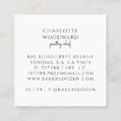 Baker Pink Watercolor Desserts Utensils  Vierkante Visitekaartje (Achterkant)