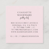 Baker Pink Watercolor Desserts Utensils  Vierkante Visitekaartje (Achterkant)