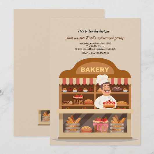 Baker Retirement Party Kaart (Voorkant / Achterkant)