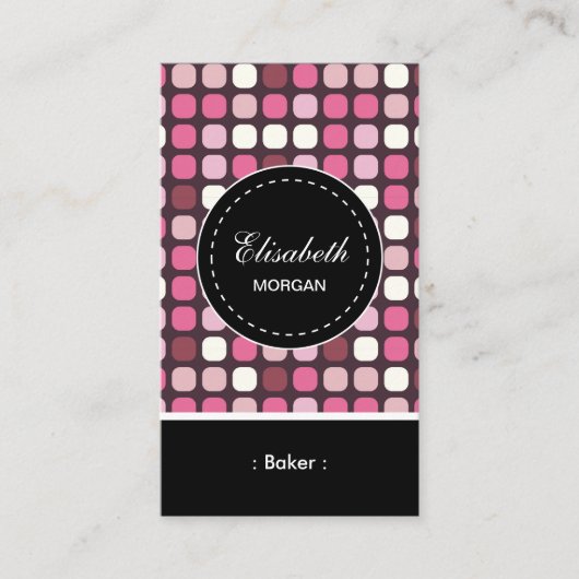 Baker-roze Polka-patroon Visitekaartje (Voorkant)
