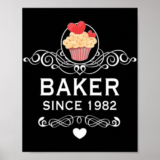 Baker Sinds 1982 Cupcake 42e Verjaardag Moederdag Poster (Voorkant)