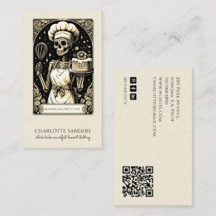 Baker Skelet Sepia Tarot Esthetische QR-code Visitekaartje