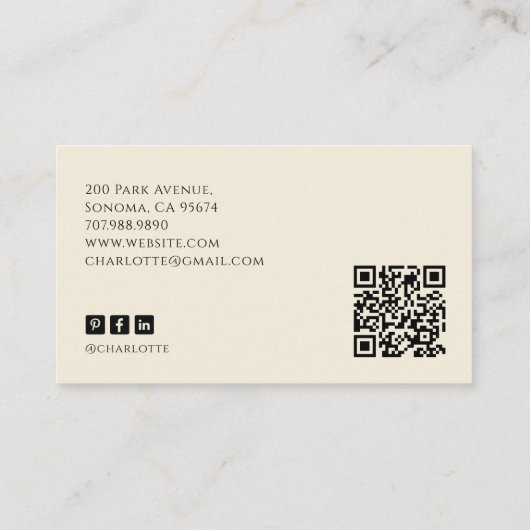 Baker Skeleton Sepia Tarot Aesthetic QR Code Visitekaartje (Achterkant)