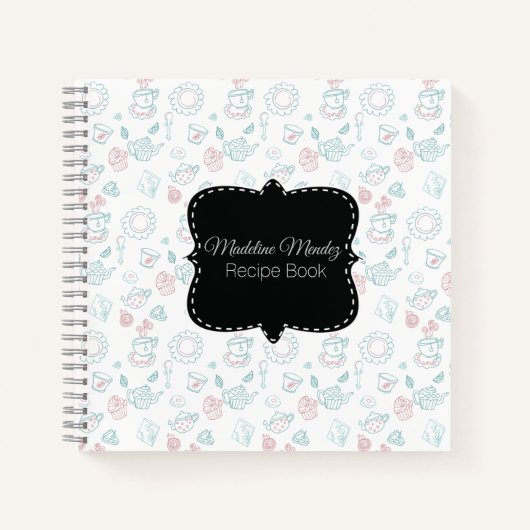 Baker Tea Time Doodles Desserts Recipe Cook Book Notitieboek (Voorkant)