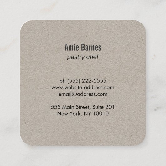 Baker Whisk Bakery Square Kraft Visitekaartje (Achterkant)