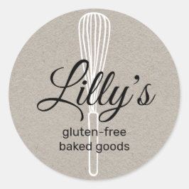 Baker Whisk Bakery Square Kraft Visitekaartje Ronde Sticker