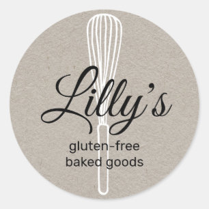 Baker Whisk Bakery Square Kraft Visitekaartje Ronde Sticker
