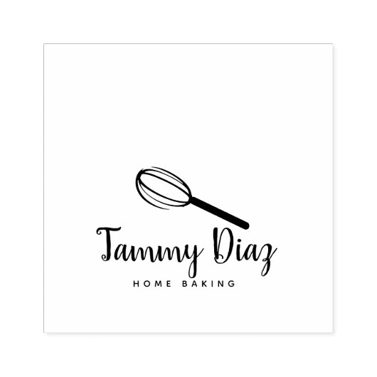 Baker Whisk Cupcake Logo Rubberstempel (Afrduk)