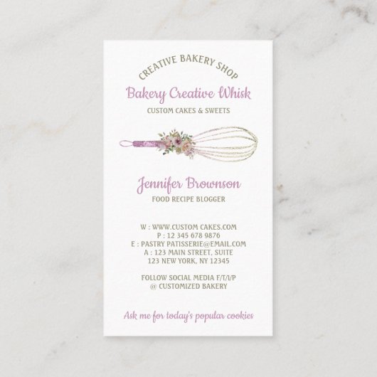 Baker Whisk logo pastry boho Visitekaartje (Achterkant)