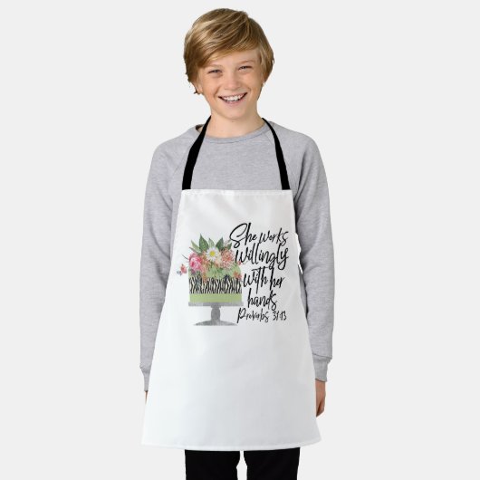 Baker - Ze werkt bereidwillig Spreuken 31:13 Schort (Gedragen)