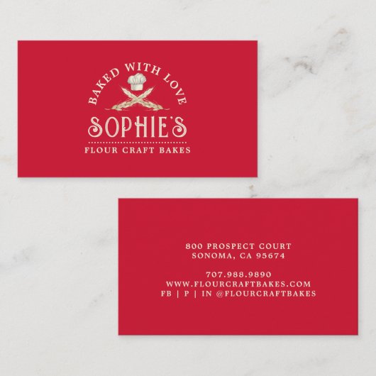 Baker's Chef's Pet Rood Visitekaartje (Voorkant / Achterkant)