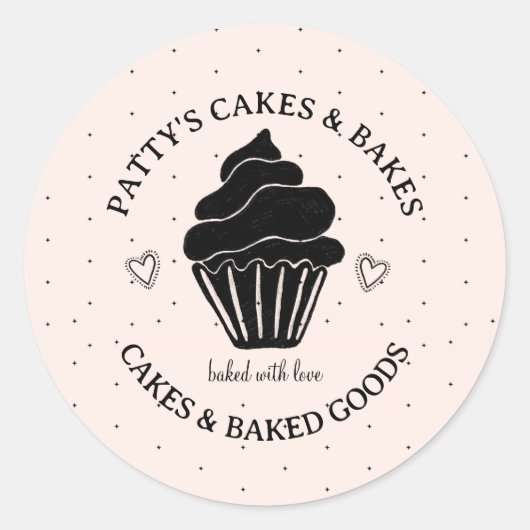 Baker's Cupcake Logo Roze Zwart Product Label (Voorkant)